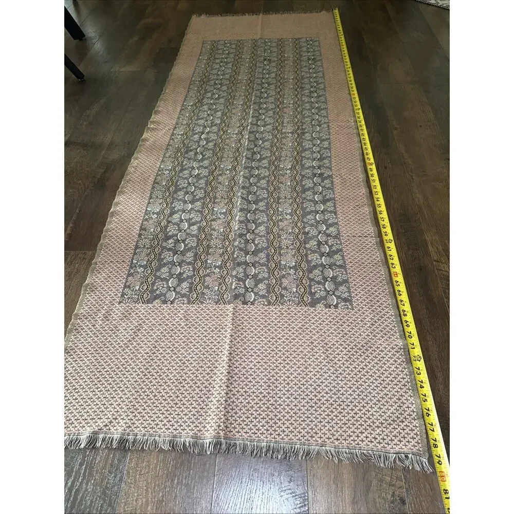 Vintage Signet Wool Woven Throw Wall Hanging Table Runner 80x28 India Floral